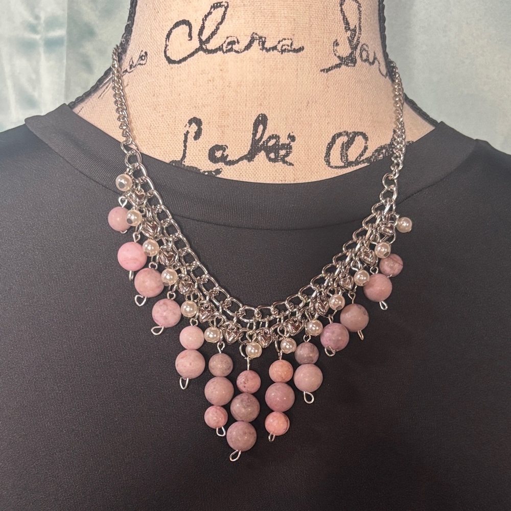 Natural Pink Opal Tassel Ncklace